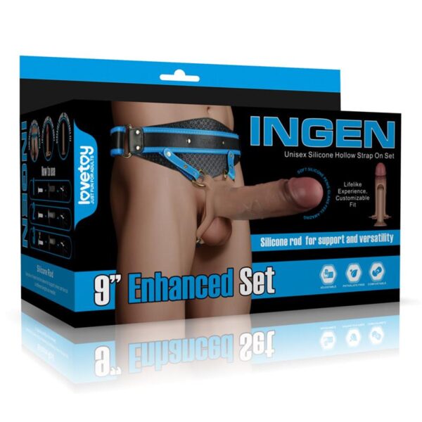 Ingen Adjustable Strap On with Hollow Dildo 9 Enhanced Set L/XL/2XL