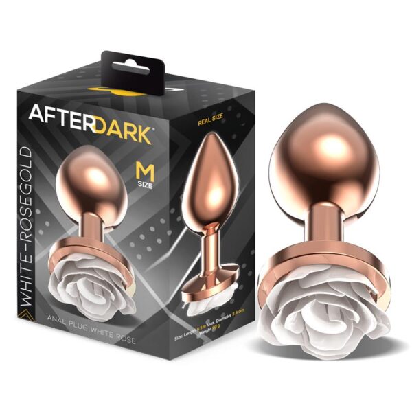 Rosegold Metal Anal Plug with White Rose Base - Size M